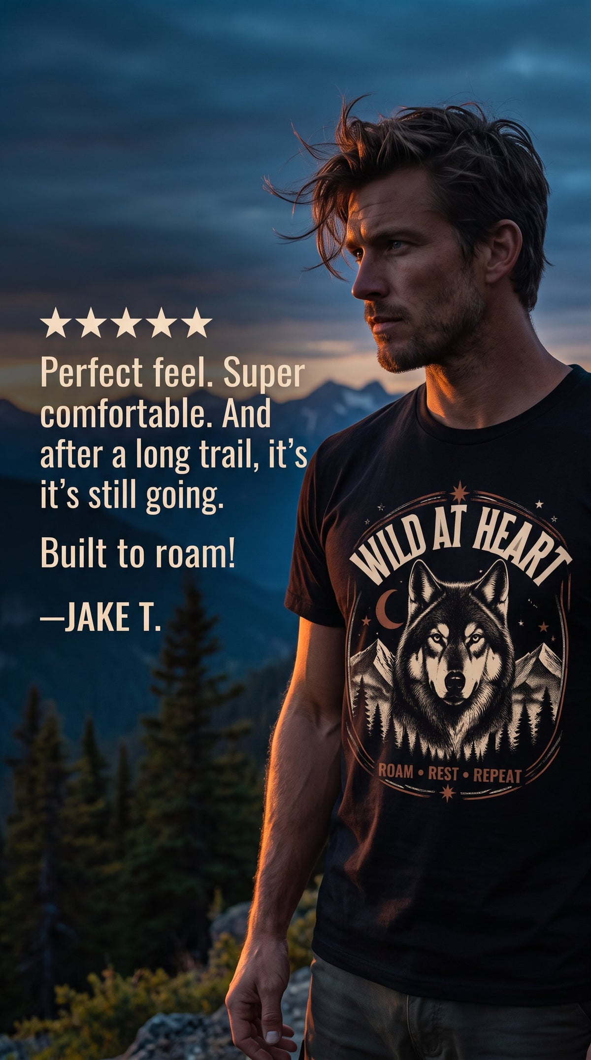 Wild At Heart Wolf Moon Mountain Tee